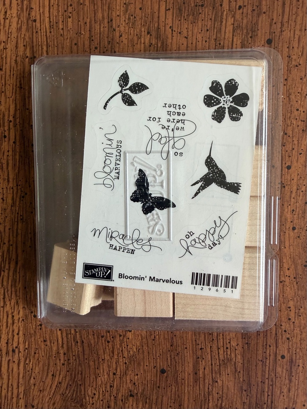 Stampin' Up! Bloomin' Marvelous Wood Mount Stamp Set - Black